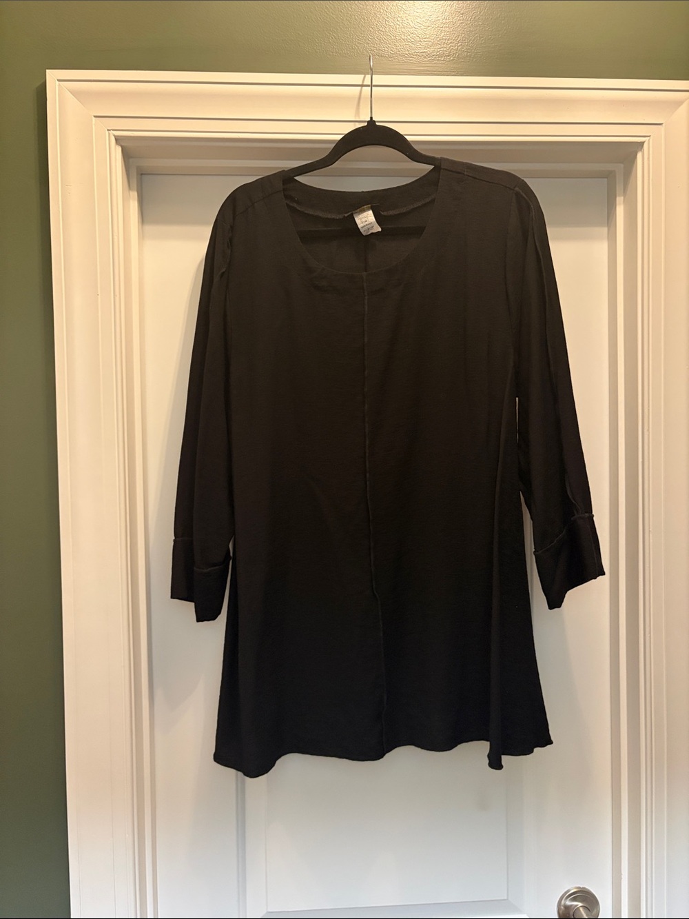 Women's Black Open-Front Tunic Top